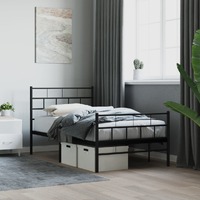  Metal Bed Frame without Mattress with Footboard Black 107x203 cm King Single