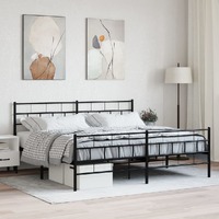  Metal Bed Frame without Mattress with Footboard Black 183x203 cm King