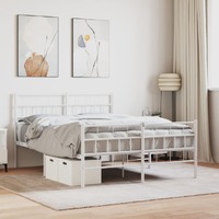  Metal Bed Frame without Mattress with Footboard White 135x190 cm