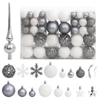  111 Piece Christmas Bauble Set White and Grey Polystyrene