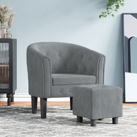  Tub Chair with Footstool Dark Grey Velvet