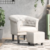  Tub Chair with Footstool White Faux Leather