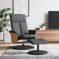  Massage Recliner Chair with Footstool Dark Grey Fabric