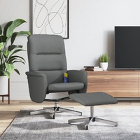  Massage Recliner Chair with Footstool Dark Grey Fabric