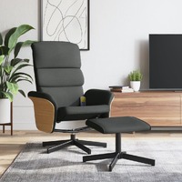  Massage Recliner Chair with Footstool Dark Grey Fabric