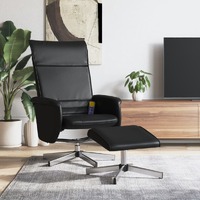  Massage Recliner Chair with Footstool Black Faux Leather