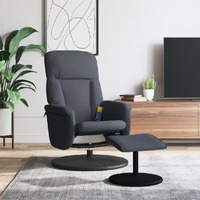  Massage Recliner Chair with Footstool Dark Grey Velvet