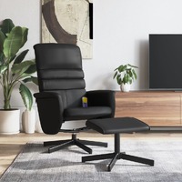  Massage Recliner Chair with Footstool Black Faux Leather