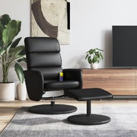  Massage Recliner Chair with Footstool Black Faux Leather