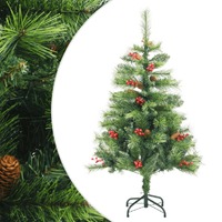  Artificial Hinged Christmas Tree with Cones and Berries 120 cm