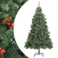  Artificial Hinged Christmas Tree with Cones and Berries 180 cm