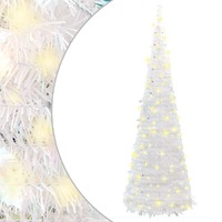 Artificial Christmas Tree Pop-up 200 LEDs White 210 cm