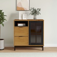  Sideboard with Glass Door FLAM 80x40x80 cm Solid Wood Pine