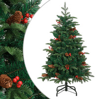  Artificial Hinged Christmas Tree with Cones and Berries 120 cm