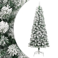  Artificial Hinged Christmas Tree with Flocked Snow 210 cm