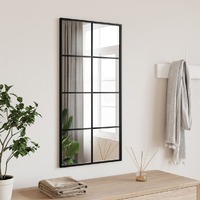  Wall Mirror Black 40x80 cm Rectangle Iron