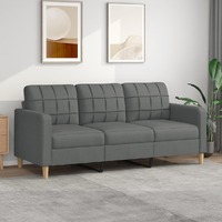  3-Seater Sofa Dark Grey 180 cm Fabric