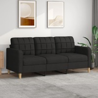  3-Seater Sofa Black 180 cm Fabric