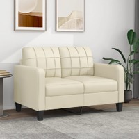  2-Seater Sofa Cream 120 cm Faux Leather