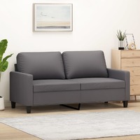  2-Seater Sofa Grey 140 cm Faux Leather