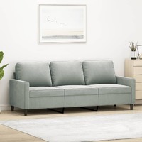  3-Seater Sofa Light Grey 180 cm Velvet