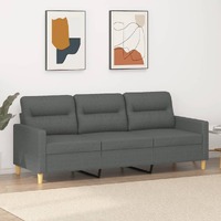  3-Seater Sofa Dark Grey 180 cm Fabric