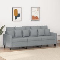  3-Seater Sofa Light Grey 180 cm Fabric