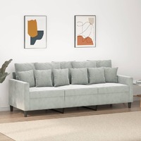  3-Seater Sofa Light Grey 180 cm Velvet