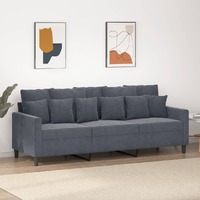  3-Seater Sofa Dark Grey 180 cm Velvet