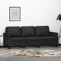  3-Seater Sofa Black 180 cm Faux Leather