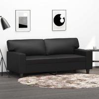  2-Seater Sofa Black 140 cm Faux Leather