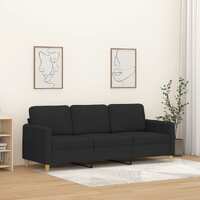  3-Seater Sofa Black Fabric 180 cm
