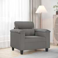  Sofa Chair Dark Grey 60 cm Microfibre Fabric