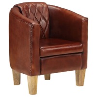  Tub Chair Brown Real Leather