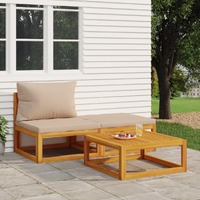  3 Piece Garden Lounge Set with Cushions Solid Wood Acacia