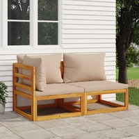  2 Piece Garden Sofa Set with Cushions Solid Wood Acacia