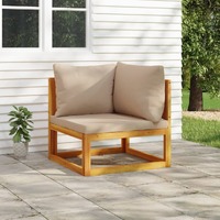  Sectional Corner Sofa with Taupe Cushions Solid Wood Acacia