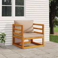  Garden Chair with Taupe Cushions Solid Wood Acacia