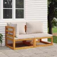  2 Piece Garden Sofa Set with Cushions Solid Wood Acacia