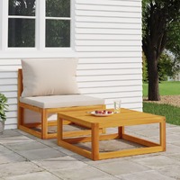  2 Piece Garden Sofa Set with Cushions Solid Wood Acacia