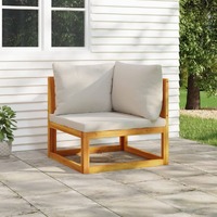  Sectional Corner Sofa with Light Grey Cushions Solid Wood Acacia
