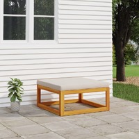  Garden Footrest with Light Grey Cushion Solid Wood Acacia