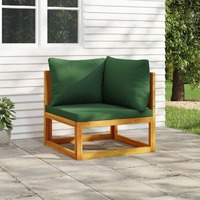  Sectional Corner Sofa with Green Cushions Solid Wood Acacia