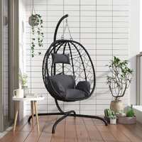  Hanging Egg Chair with Cushion Anthracite Poly Rattan&amp;Steel