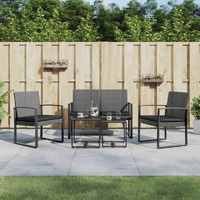  5 piece Garden Dining Set with Cushions Dark Grey PP Rattan