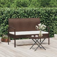  Garden Bench with Cushion Brown 105 cm Poly Rattan
