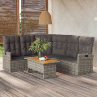  2 Piece Garden Lounge Set with Cushions Grey Poly Rattan