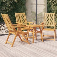  Reclining Garden Chairs 3 pcs Solid Wood Acacia