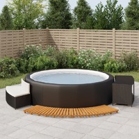  Hot Tub Surround Black Poly Rattan and Solid Wood Acacia