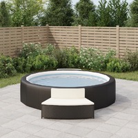  Spa Benches with Cushions 2 pcs Black Poly Rattan